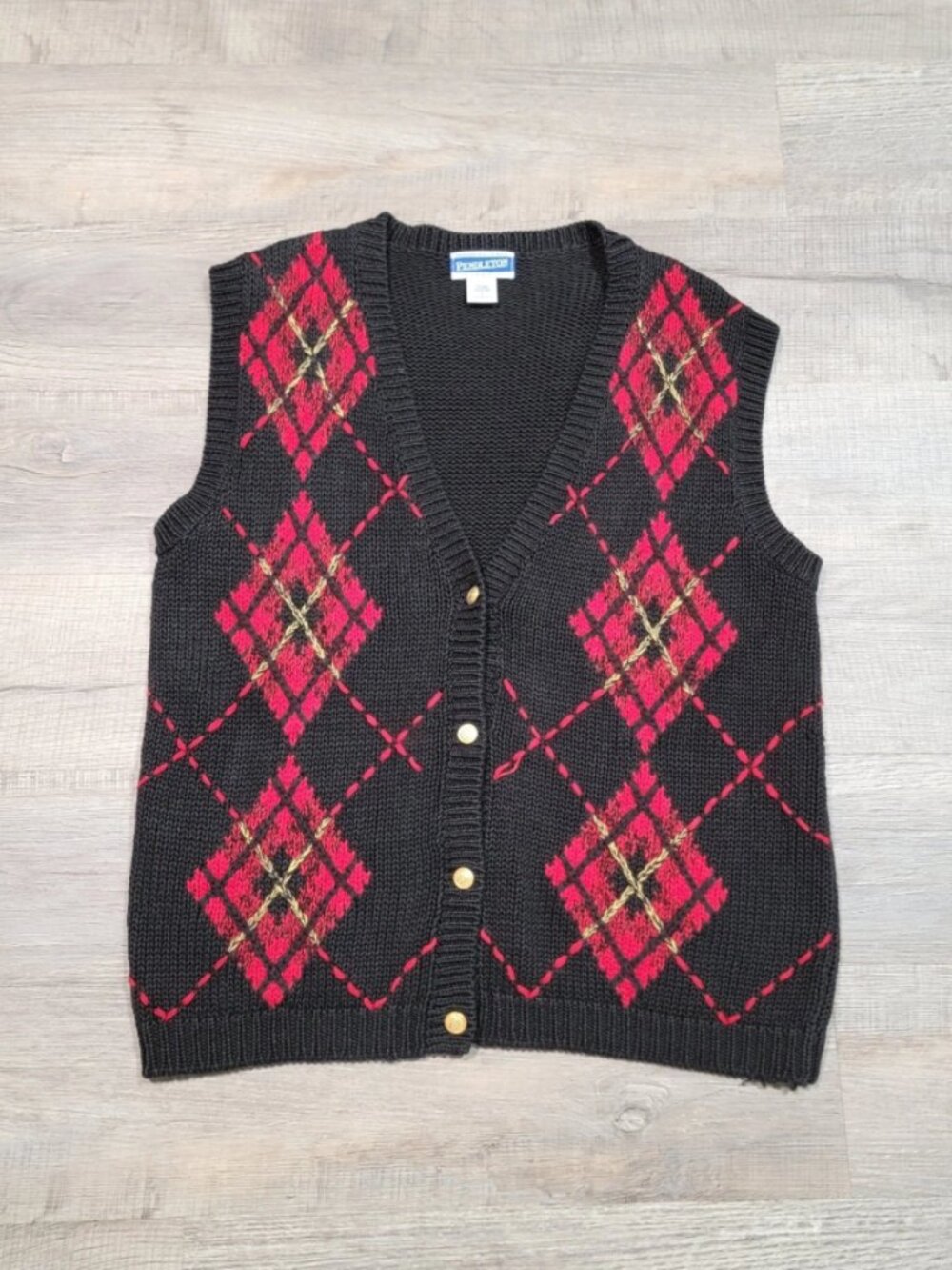 Pendleton VTG Argyle Sweater Vest Womens Size Large Ramie Cotton Classic Preppy